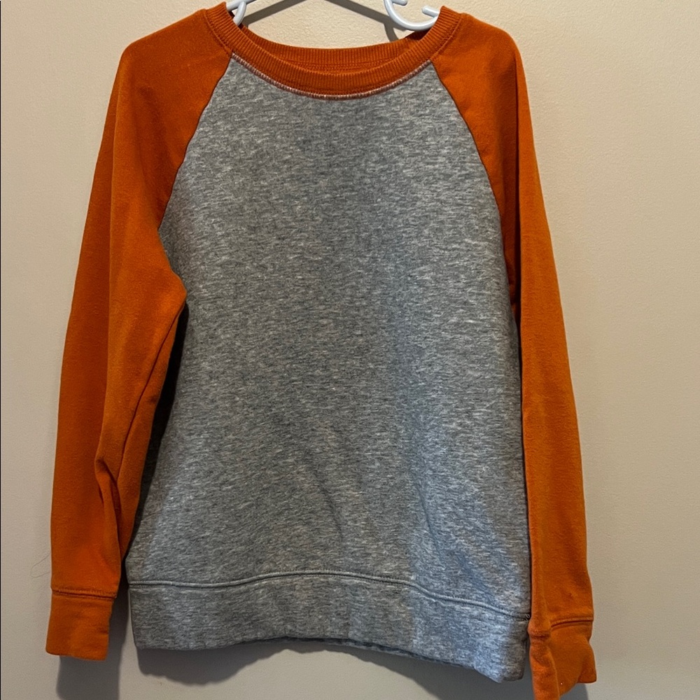 Boys Jumping Beans Orange and Gray Raglan Fleece Sweatshirt Size 7